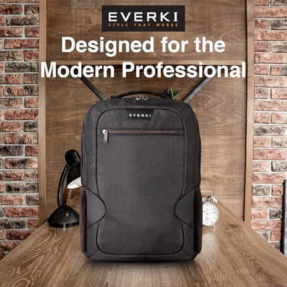 EVERKI Studio 14L Slim Laptop Backpack – Lightweight Business Travel Backpack for Men & Women with Padded Laptop Compartment, Corner Protection, Professional Backpack, Fits Laptops up to 15" – Black - size: 14 Liters