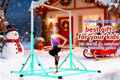 Marfula Gymnastic Bar For Kid and Teenage of 3-25, 5Ft/8 FT Base Length 4Ft Width 5Ft Adjust Height, Gymnastic Kip Bar For Gymnast, Gymnastic Training Equipment For Professional Training Home Club Use - color: Teal(5 Ft Base)