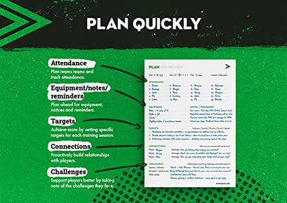 Soccer Training Notepad by MVMT Sports, 50 Page 8.27 x 11.69 inch Tactical Practice Planner for Soccer Coaches. Plan and Review Quickly and Easily. Write Targets, attendance, Drills and More.