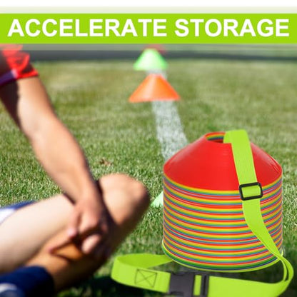 6.5 Feet Strap Cone Carrier Sport Cone Carrying Strap Adjustable Agility Disc Cone Strap Carrier for Storage & Travel with Quick Snap Closure - color: Green