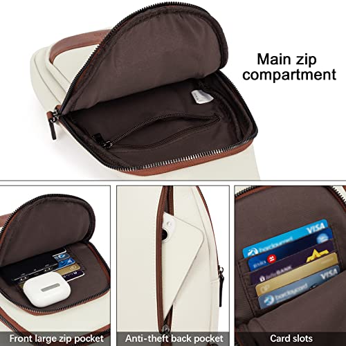 CLUCI Crossbody Bags for Women Men,Leather Sling Bag Cross Body Backpack for Woman Gifts for Women Birthday Unique - color: 0-0 Beige With Brown