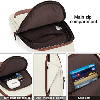 CLUCI Crossbody Bags for Women Men,Leather Sling Bag Cross Body Backpack for Woman Gifts for Women Birthday Unique - color: 0-0 Beige With Brown