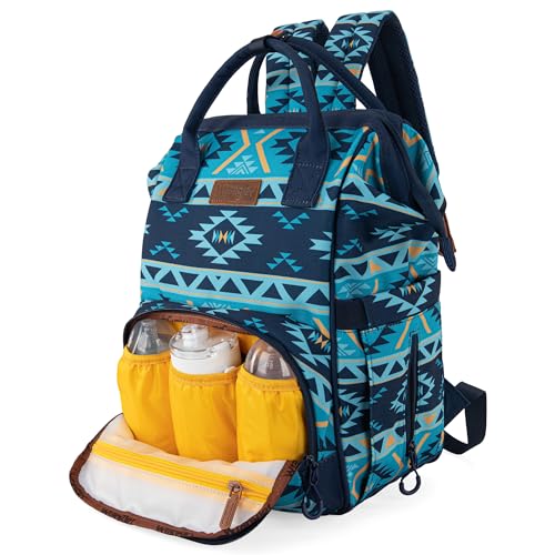 Wrangler Aztec Backpack Organized Daypack Travel Baby Bag with Stroller Strap and Side Bottle Pockets WG2204-9110NY - color: Angel Navy Blue