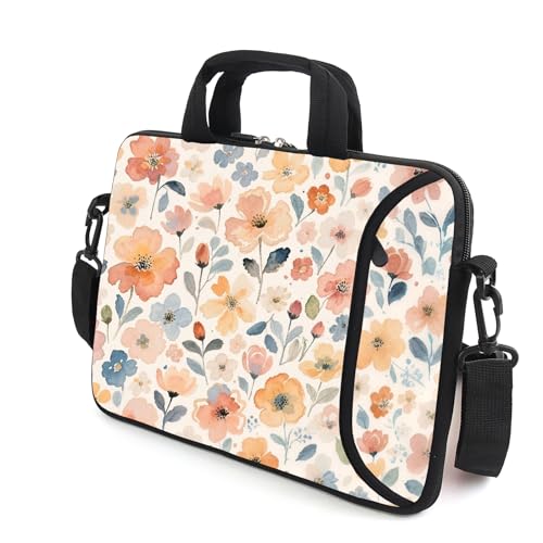 AMARY 15.4" 15.6" laptop sleeve adjustable shoulder strap with handle accessory pocket for men women (flowers) - color: Flowers