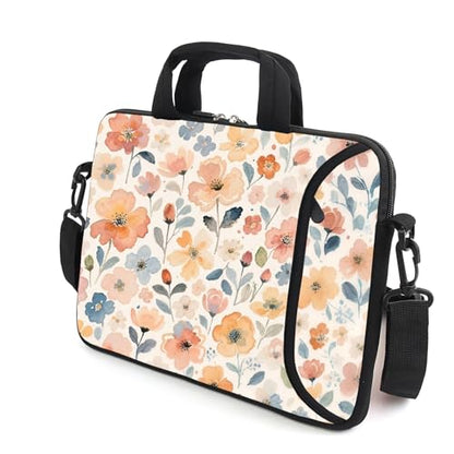 AMARY 15.4" 15.6" laptop sleeve adjustable shoulder strap with handle accessory pocket for men women (flowers) - color: Flowers