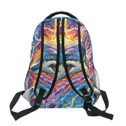 susiyo Colorful Lightnbing Shark School Backpack Bookbag Lightweight College Back Pack Travel Camping Casual Daypack for Teens Girls Boys Women Men - color: Colorful Lightnbing Shark