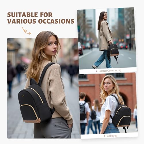 MDODO Small Backpack for Women Lightweight Stylish Mini Backpack Daypack Purses Cute Bookbag for Casual College Travel Daily,fit 10.9Inch iPad,Black - color: Black