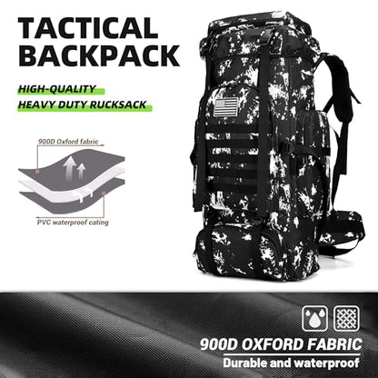 King'sGuard 70L Camping Hiking Backpack for Men Women Large Military Tactical Backpack Molle Rucksack Backpack for Outdoor - color: Black Lighting