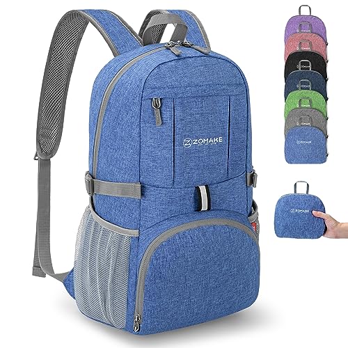 ZOMAKE Ultra Lightweight Packable Backpack 25L,Small Foldable Backpacks Hiking Water Resistant Collapsible Daypack for Women Men(Dark Blue-C1) - color: Dark Blue-c1, size: 25L