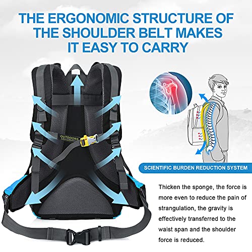INOXTO lightweight Hiking Backpack 35L/40L Hiking Daypack with Waterproof Rain Cover for Travel Camping Outdoor Men and Women - color: 35l Blue
