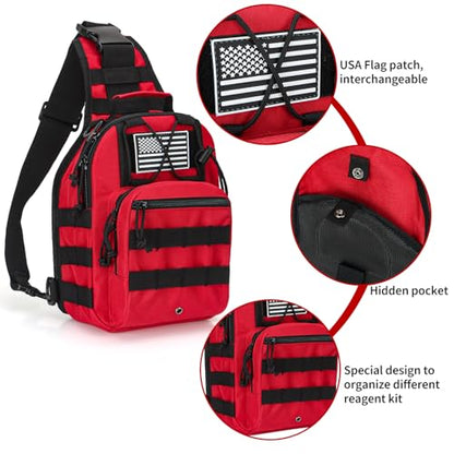 First Aid Sling Backpack - EMS Equipment Emergency Medical Supplies Tactical Range Shoulder Molle Bag - Heavy Duty Sports Outdoor Rescue Pack - Perfect for Camping Hiking Trekking - Red - color: Red