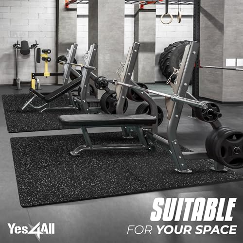 Yes4All Rubber Gym Flooring for Home Gym, 0.56" Thick Gym Flooring Tiles, EVA Foam Mats with Rubber Top, Protective Flooring Mat - style: B. 48SQFT