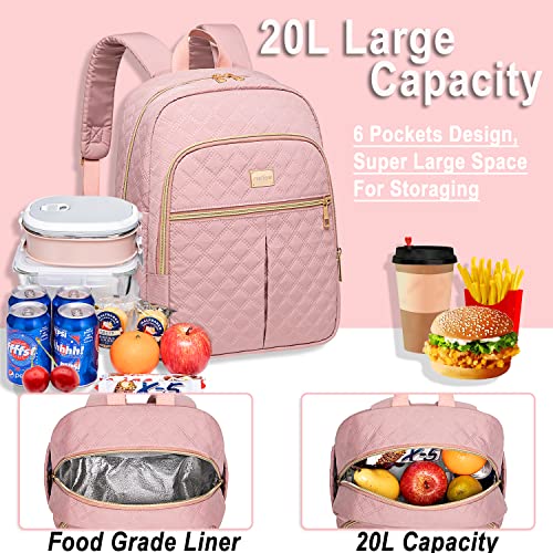 Weitars Lunch Backpack For Women Men,20L Cooler Backpack Insulated Lunch Bag For Women With Side Pockets Waterproof,Meal Prep Backpack,Adult Backpack Cooler For Lunch Picnic Hiking Camping Beach - color: Pink