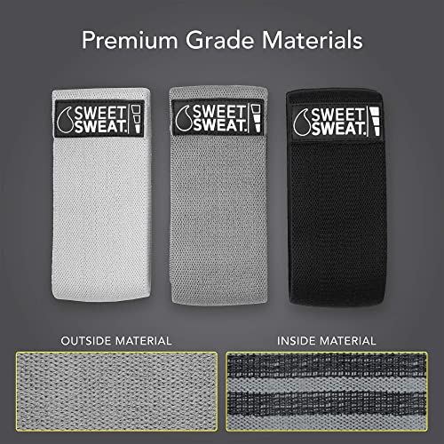 Sweet Sweat Hip Bands with 3 Levels of Resistance | Non-Slip Fabric Booty Bands for Squats & Lunges | Includes Free Mesh Carrying Bag - style: Gray Hip Bands