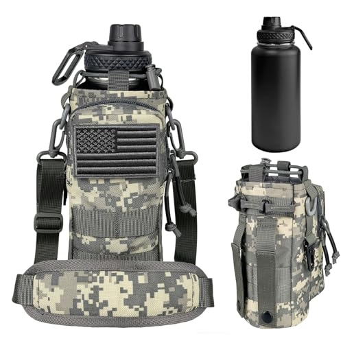 32 oz Insulated Water Bottle with Sleeve - Stainless Steel Metal Military Black Water Jug, Gym Water Bottles for Men Sports Workout Hiking with Ocean Camo Water Bottle Pouch - color: 32oz-Ocean Camo, size: 32 Ounces