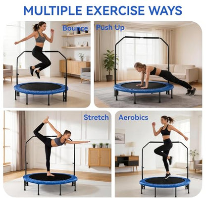 Fitvids 40" Trampoline – Fitness Rebounder with Adjustable Foam Handle - color: Black-1pcs