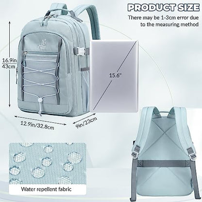 Lanola Travel Backpack Durable Middle Schoolbag Travel Bag for Men & Women Lightweight College Student Backpack - Gray Blue - color: Grey Blue