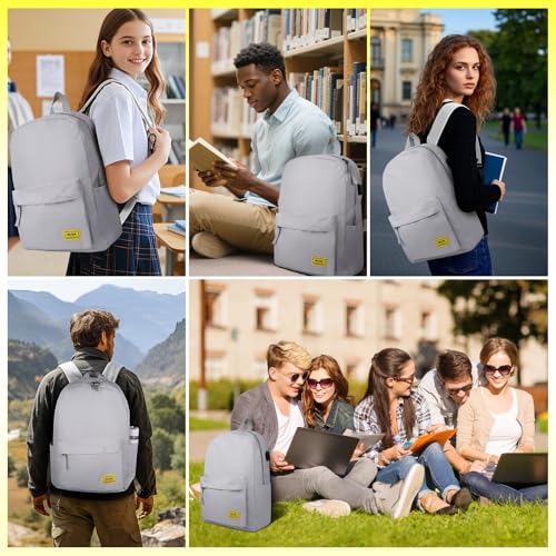 Premium Lightweight Laptop Backpack with USB Charging Port, Durable College School Bookbag, 2 Built-in Organizers, Padded 15.6-inch Laptop/Notebook Sleeve, Slim Water Resistant Bag, Beige Grey - color: Beige Grey
