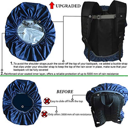 Waterproof Backpack Rain Cover with Anti Slip Buckle Strap for Camping, Hiking, Traveling, Hunting, Biking, 15-80L - color: Midnight Blue, size: 60L - 70L