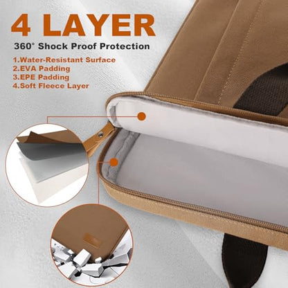 ESTARER Laptop Bag 17-17.3 Inch, Computer Bags for Men Water-resistant Canvas Laptop Case Slim Laptop Sleeve Fits Hp/Dell/Asus/Lenovo/Acer, Brown - color: Brown, size: 17-17.3 Inch