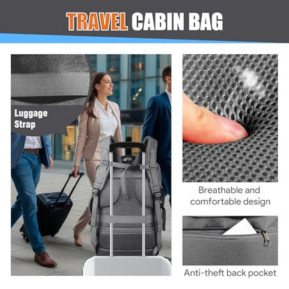 Extra Large Travel Backpack 45L Expandable, Waterproof Wet Pocket Carry On Daypack, Anti-Theft TSA 18 Inch Laptop Bag for Men Women Flight Approved Weekender Duffel, Grey - color: Grey, size: XX-Large