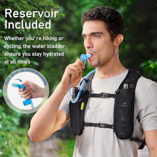 N NEVO RHINO Hydration Backpack,Lightweight Water Backpack for Hiking with 2L Water Bladder,Hydropack Hydration Pack for Cycling Running Trail Rave - color: Black
