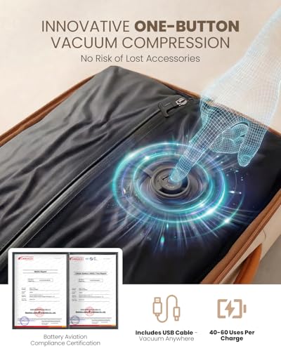 Fanwoli Rolling Vacuum Backpack Travel with One-Button Compression, Expandable Carry-On Suitcase Luggage, Approved TSA Lock & Water-Proof Laptop Compartment for Outdoor/Family/Business Trips - color: White