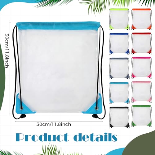 Shappy 30 Pcs Clear Drawstring Backpack, Plastic Waterproof Transparent Stadium Bags String Bag for Gym Travel (Multi-color) - color: Multi-color