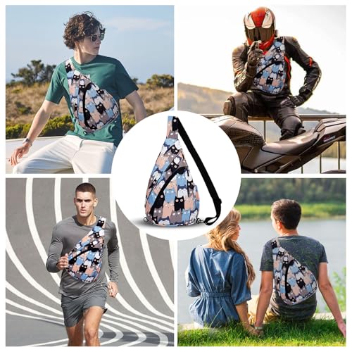 HUA ANGEL Crossbody Sling Bag for Men & Women Lightweight Waterproof Chest Shoulder Bag for Travel Hiking & Everyday Use - color: W-cat #2