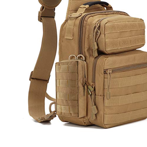 FRTKK 2 Pack Molle Pouches - Tactical Compact Water-Resistant EDC Pouch Bag Small Utility Pouch - color: 2 Pack-Tan 3