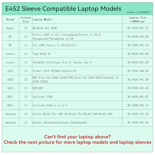 Smatree Elite Laptop Sleeve for 13 inch Apple MacBook Neo 2026, HP/Chromebook, Lenovo Yoga/ThinkPad X13s, DELL Latitude, ASUS ProArt/ROG Flow, Samsung Galaxy, Protective Laptop Case with Pocket(E452) - size: 13 inch/E452/Size: 31.7*21.2cm