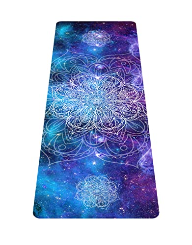 nuveti Printed Travel Yoga Mat-1/16 Inch Thick Non Slip Fitness Workout Mat with Carrying Bag, Foldable Lightweight Suede & Natural Rubber Yoga Mat for Yoga Pilates and Fitness 72" L x 24" W x 1.5mm - color: JingMo