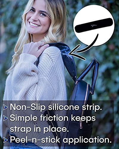 Prevent Strap Slips - The ORIGINAL Non Slip Shoulder Strap Grip Strips – Set of Large Black or Small Semi-Clear - color: Large Black
