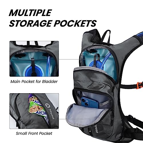 Nepest Hydration Pack Backpack for Women & Men, Lightweight Water Backpack with 2L Water Bladder for Hiking Cycling Running Biking - color: Dark Gray