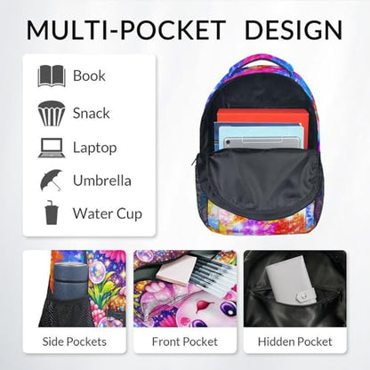 Personalized Backpack for Kids - Custom Axolotl School Bag with Name, Lightweight Girls Bookbag for Toddler, Kindergarten Elementary School Bag(17 Inch) - color: Pink