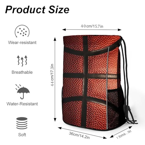 Basketball Drawstring Backpack Gym Bag With Shoe Compartment String Bag Sport Beach Swimming Sackpack For Women Men - color: Basketball