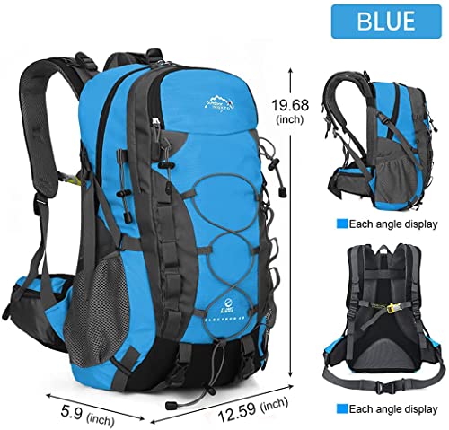 INOXTO lightweight Hiking Backpack 35L/40L Hiking Daypack with Waterproof Rain Cover for Travel Camping Outdoor Men and Women - color: 35l Blue