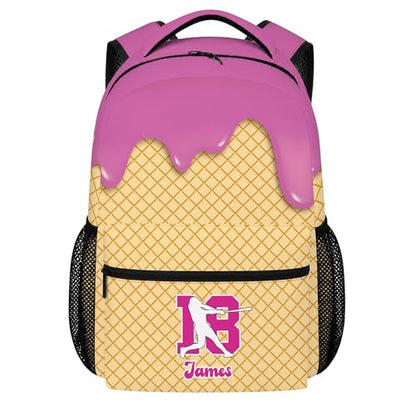 Personalized Baseball Drip Backpack, Blue Ice Cream Print Travel Bag, Multi Pocket Everyday Backpack (#2) - color: #2