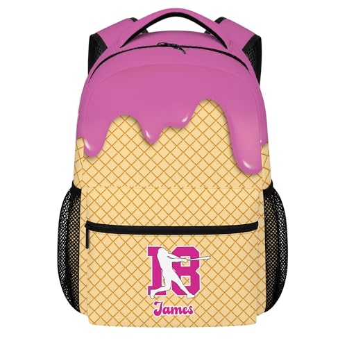 Personalized Baseball Drip Backpack, Blue Ice Cream Print Travel Bag, Multi Pocket Everyday Backpack (#2) - color: #2