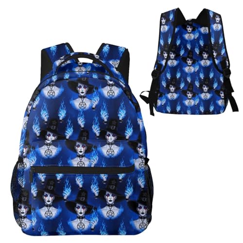 Travel Carry On Backpack Ice Blue Fire Goth Gotik Gothic Women Art, Multi Pocket Water Resistant Daypack for Men Women Trips and Outdoor Activities - color: Pattern (262)