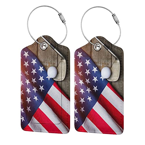 2 Pack Golf Luggage Tags for Suitcases, Cool Leather Luggage Tag for Travel, Bag Tag Privacy Name ID Card Bag Labels for Friends Adults Kids Tourists Sports - color: Golf