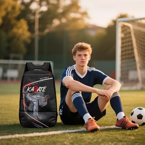 Boxing Dart Lightning Karate Baseball Sport Backpack Shoe Compartment Equipment Bags Gym Teenager Inner Pocket School Ball (Karate Design) - color: Karate Design