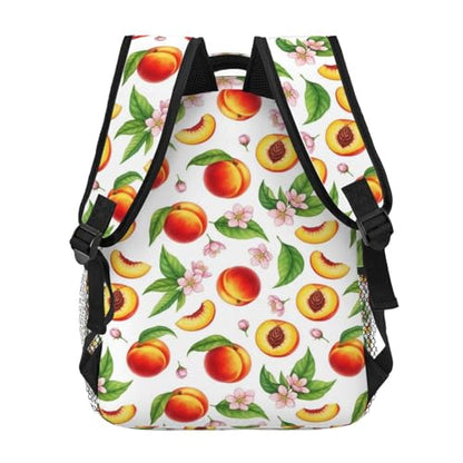 Lightweight Laptop Backpack Watercolor Tropical Peach Leaves Flowers, Water Resistant Work Daypack with Inner Pocket for Office Commute and Travel - color: Pattern (2)