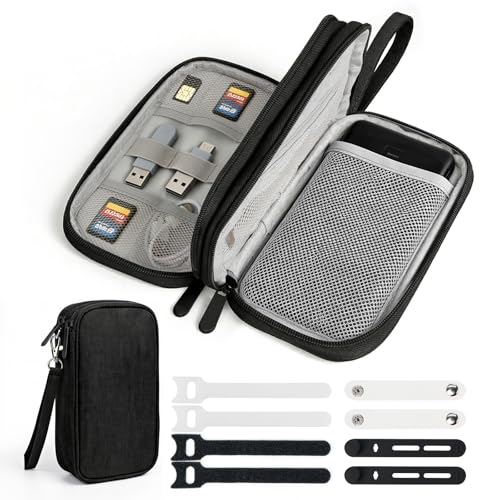 Travel Essentials Electronics Organizer, Double Layers Cable Organizer Bag for 3ft+ Cords, Waterproof Tech Pouch for Charger, Phone & Airplane Gadgets, Black2 - color: Classic Black, size: Small