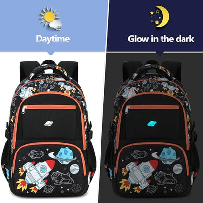Bluboon Kids Backpack Boys Camo Bookbag Teens Elementary School Bag Daypack Travel Back Pack Middle school (Rocket Blue Planet) - color: Rocket Blue Planet