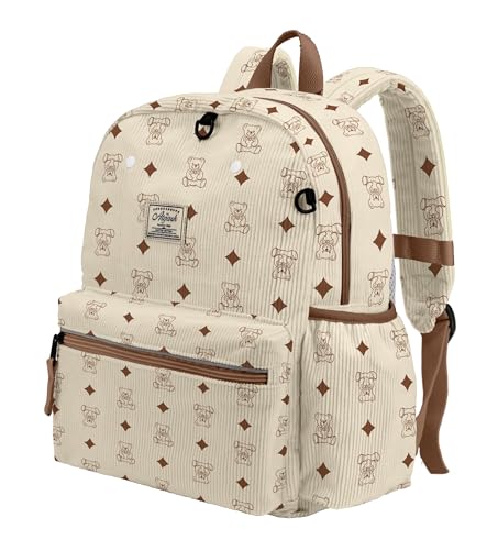 atgark Corduroy Toddler Backpack for Boys 2-5: Preschool Backpack for Boys Girls - Cute Kids Backpack for Boys 13.5" H Fit Folder - color: Bear Corduroy, style: Age 2-5 (13.3" H Fit A4 Folder)