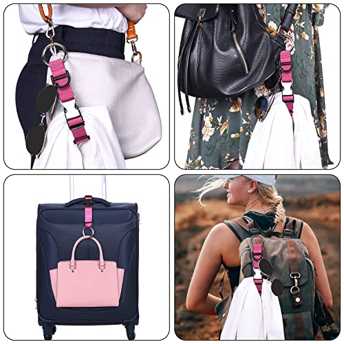 Wisdompro Jacket Gripper Strap, Add a Bag Luggage Straps Baggage Suitcase Belts Travel Accessories with Hook and D-Ring - Make Your Hands Free, Easy to Carry Your Extra Bags - Hot Pink - color: Hot Pink