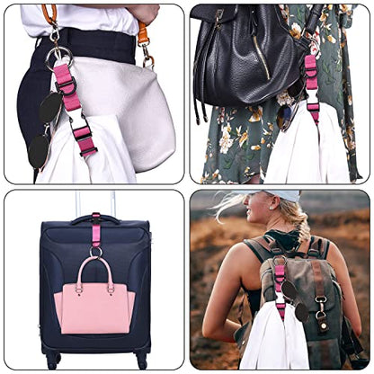 Wisdompro Jacket Gripper Strap, Add a Bag Luggage Straps Baggage Suitcase Belts Travel Accessories with Hook and D-Ring - Make Your Hands Free, Easy to Carry Your Extra Bags - Hot Pink - color: Hot Pink