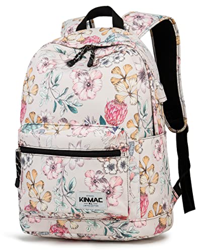 Kinmac Laptop Backpack with USB Charging Port for Laptop Up to 15.6 Inch Men Women Travel Outdoor Backpack (Floral) - color: Floral