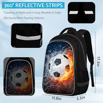 TILYTADLY School Backpack for Boys - Soccer Boys Backpack for Kids Children Teens Elementary Middle School - Students Bag for Ages 6-18,17″Bookbag Multifunctional Large Capacity - color: Soccer-08-backpack Only